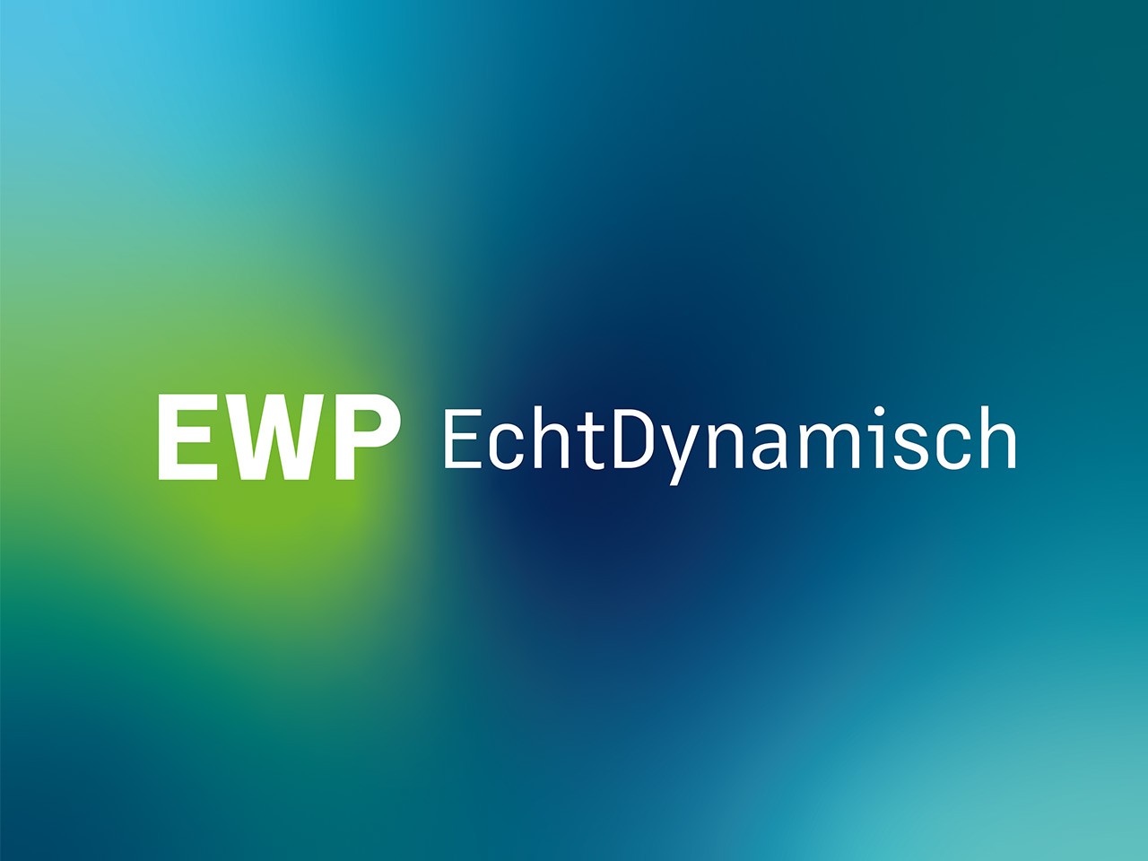 Schriftzug EWP EchtDynmisch auf weichen grün-blauen Hintergrund