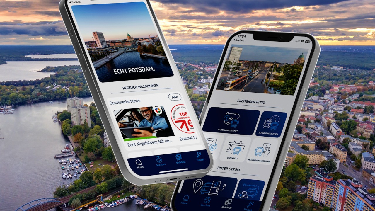 2 Handys mit der neuen Echt Potsdam App